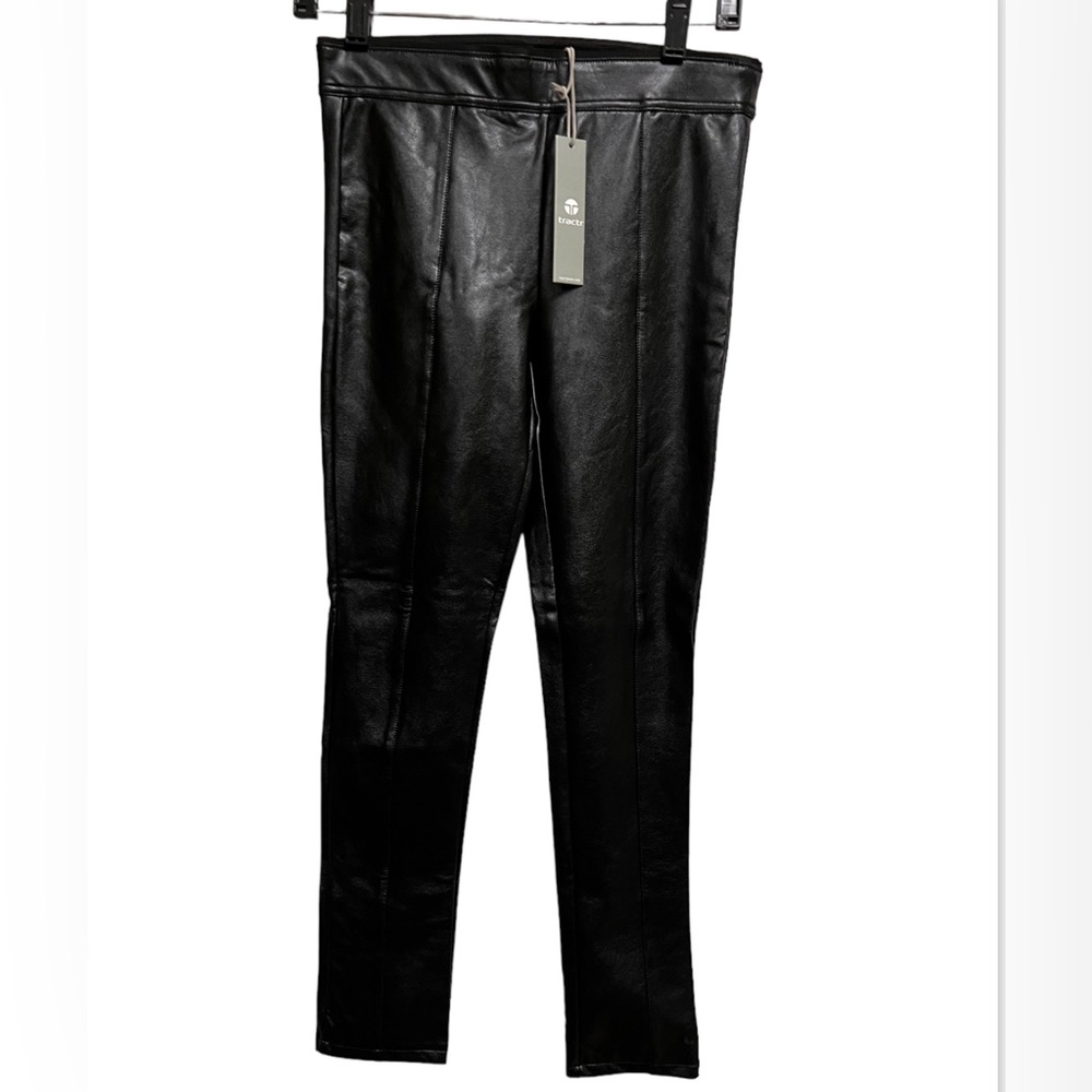 Tractr Girls Black Faux Leather Pull On‎ Skinny Pants Size 16 NWT